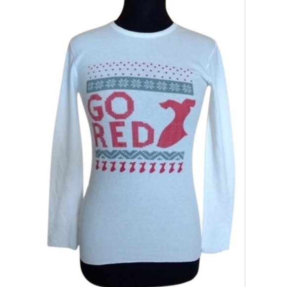Go Red For Women Shirt Top Size XS American Heart Association White - Picture 1 of 8